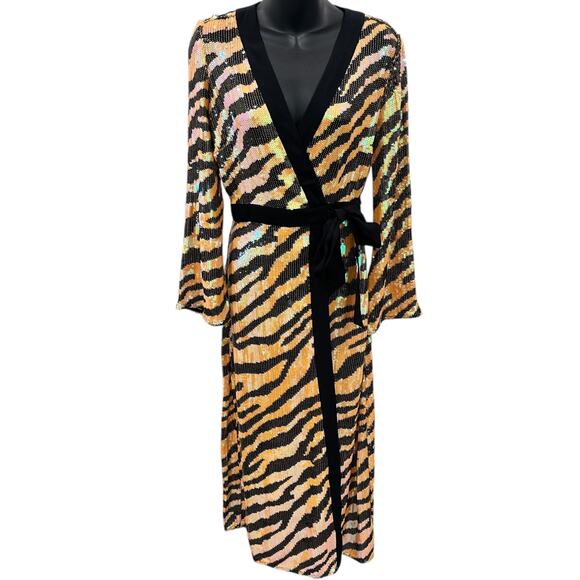 RIXO London Gigi Midi Sequin Dress In Tiger - Picture 11 of 13